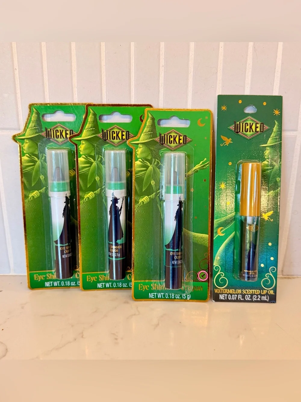 Wicked NEW Eye Shimmer Crayons (3) & Watermelon Scented Lip Oil (1) Bundle